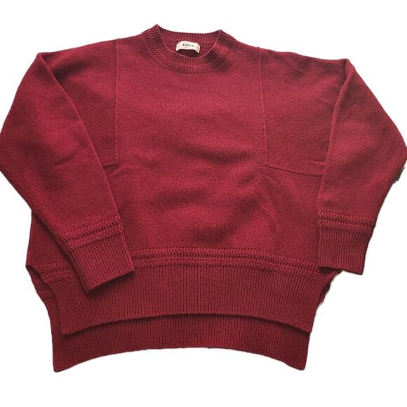 ZUCCA women 100% Wool Dolnman Knit Sweater Burnt Maroon round neck Size M NEW - Picture 2 of 10